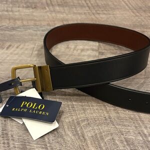Polo by Ralph Lauren Black and Brown Leather Belt~ reversible~ NWT